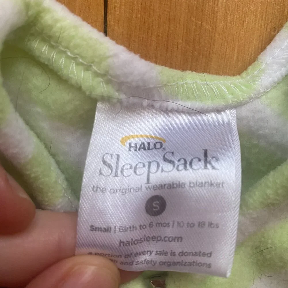 Halo‎ Green & White Zigzag Print Fleece Sleep Sack w/ Mouse design Size Small G3